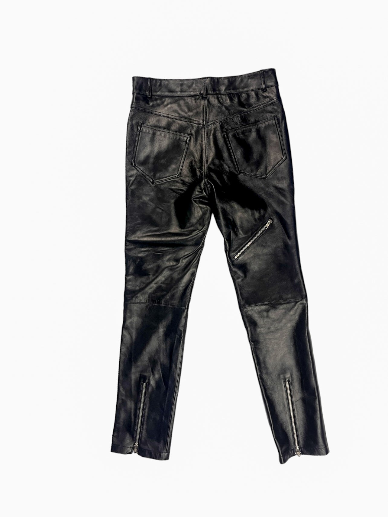 Leather Biker Trousers Black