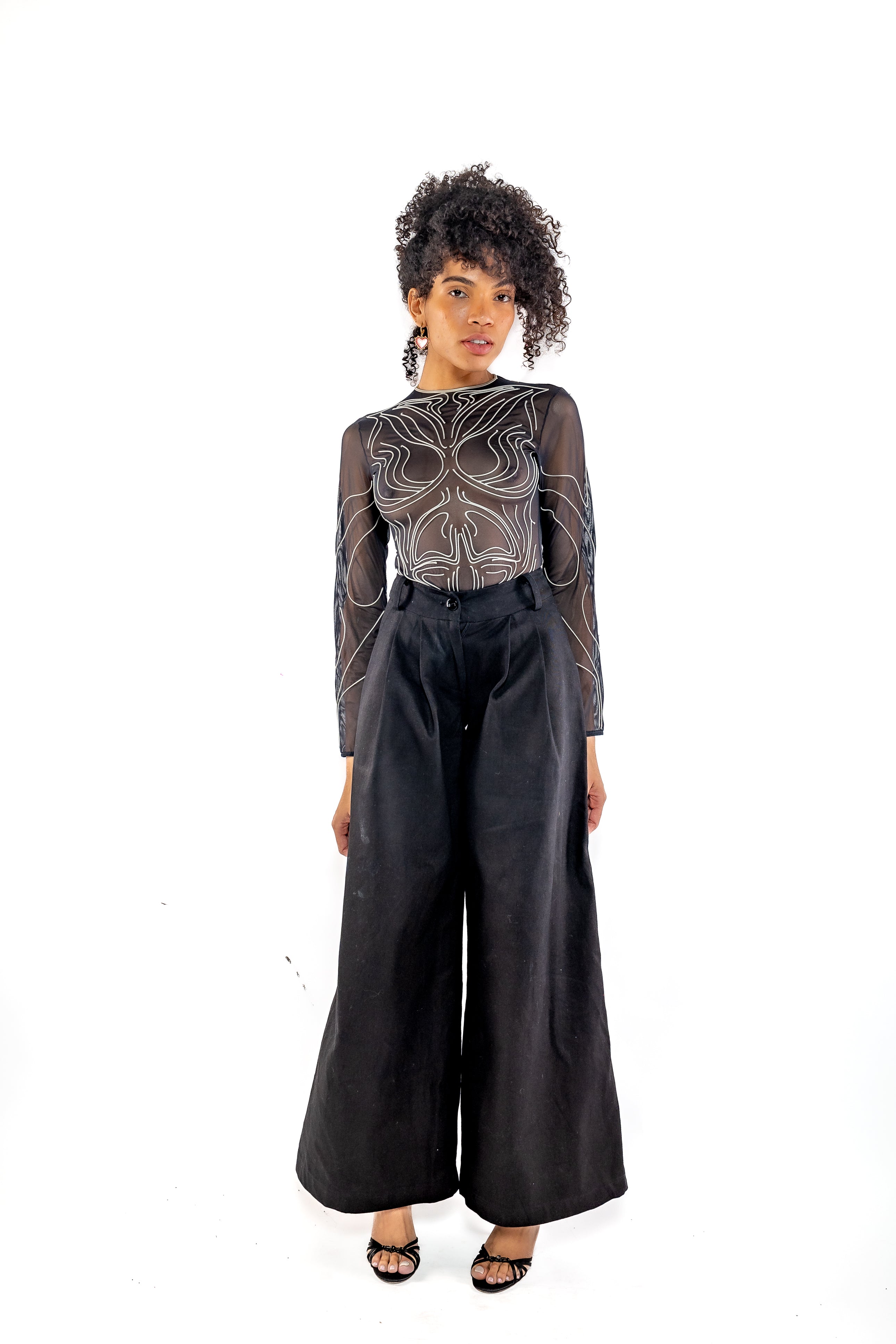 Suki Pants - Pleated Palazzo Pants - Black