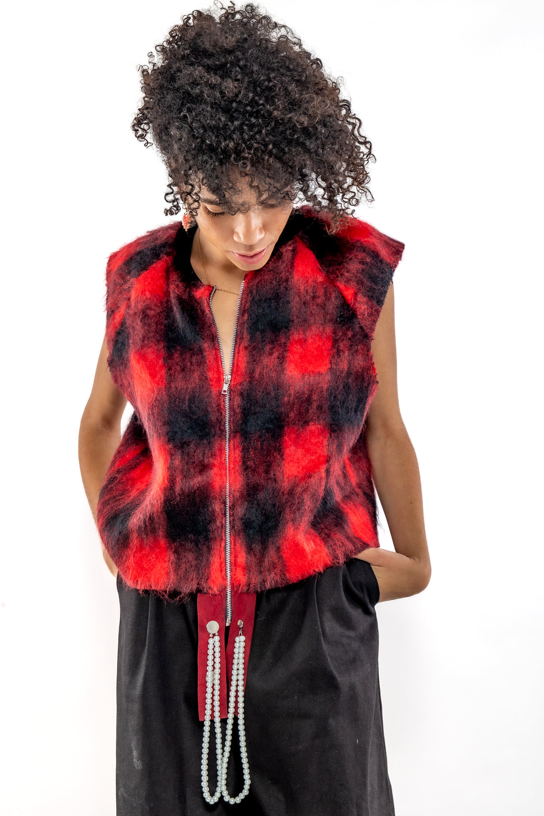 Red Ombré Mohair Vest - Feminine Styling