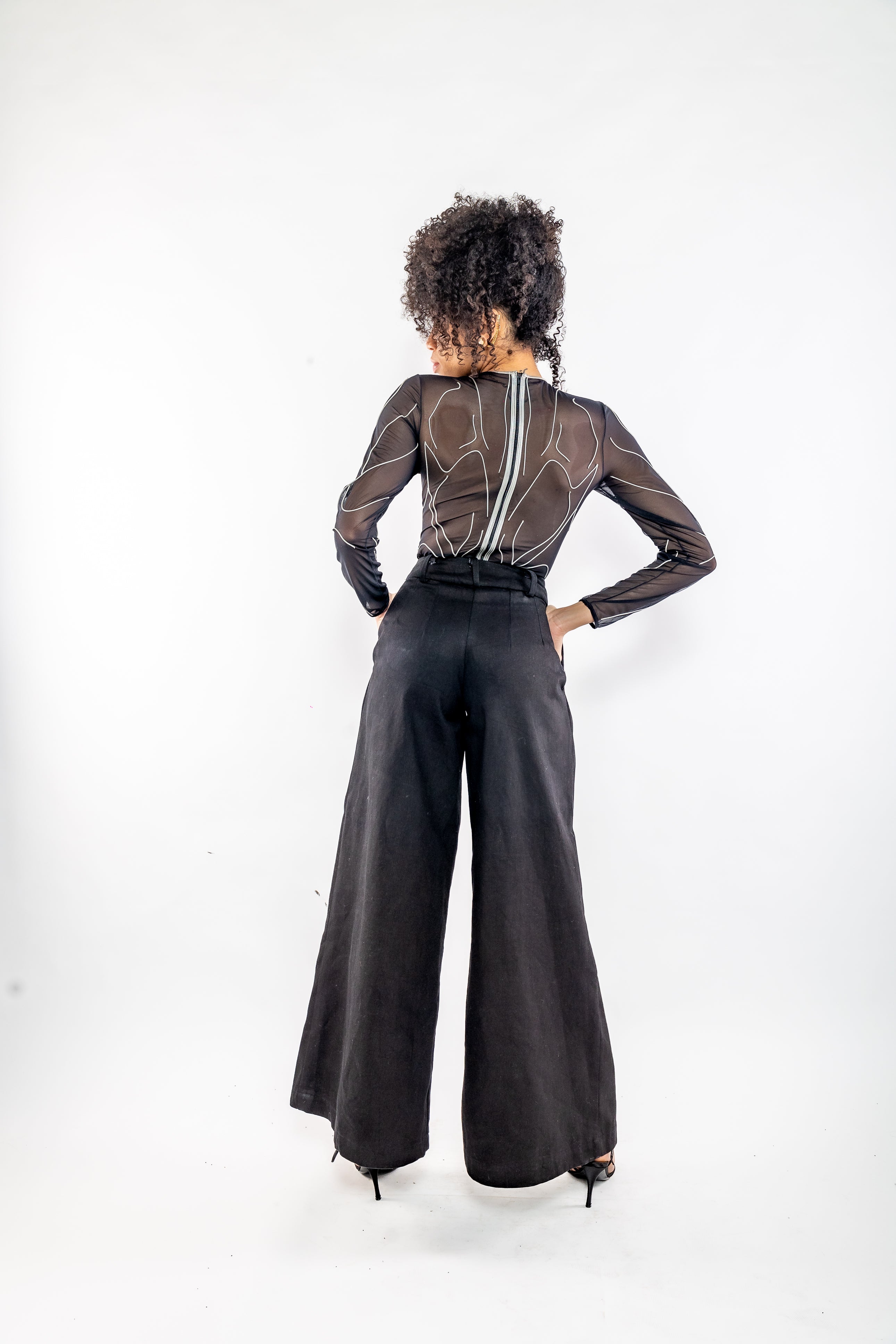 Suki Pants - Pleated Palazzo Pants - Black