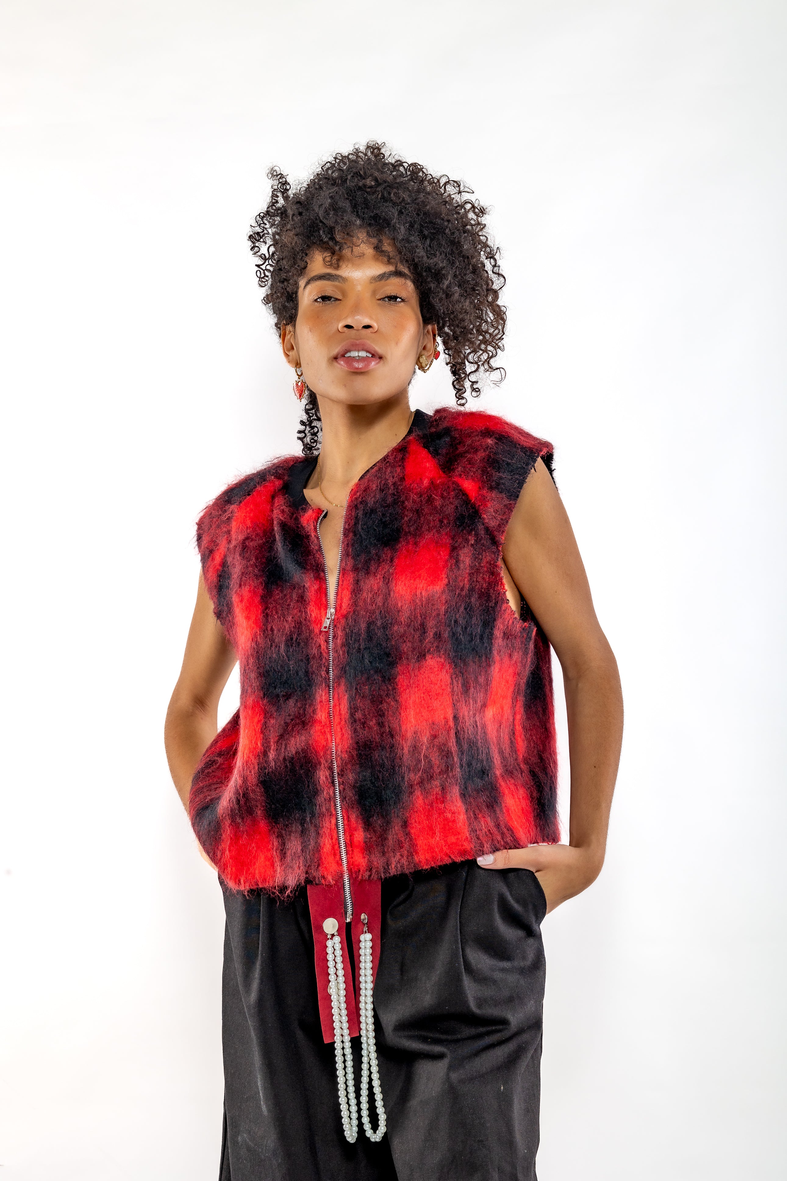 Red Ombré Mohair Vest - Feminine Styling