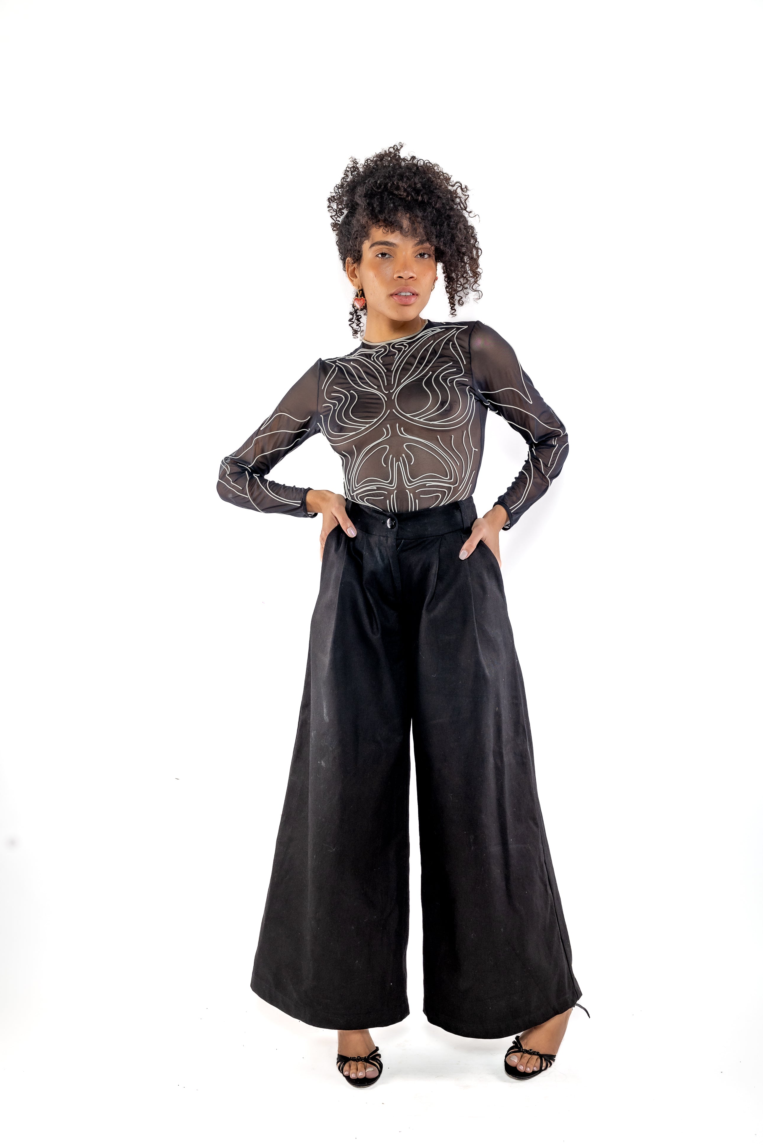 Suki Pants - Pleated Palazzo Pants - Black