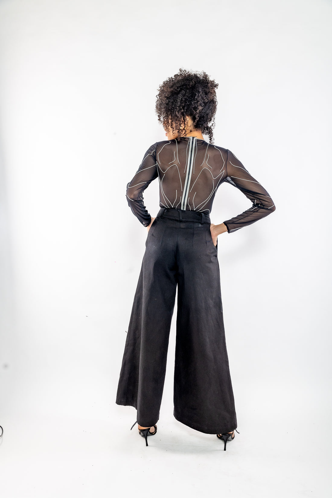 Suki Pants - Pleated Palazzo Pants - Black