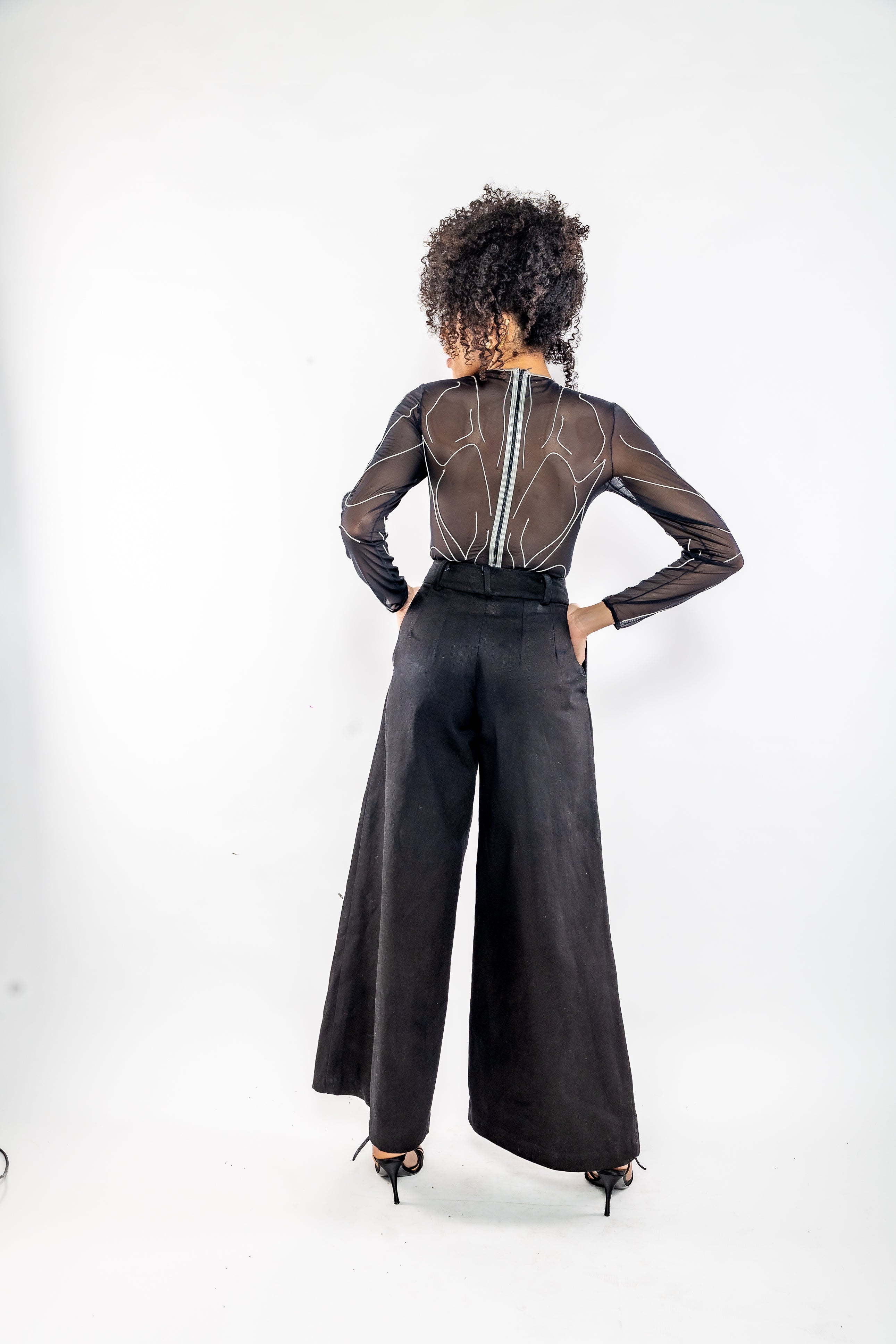 Suki Pants - Pleated Palazzo Pants - Black