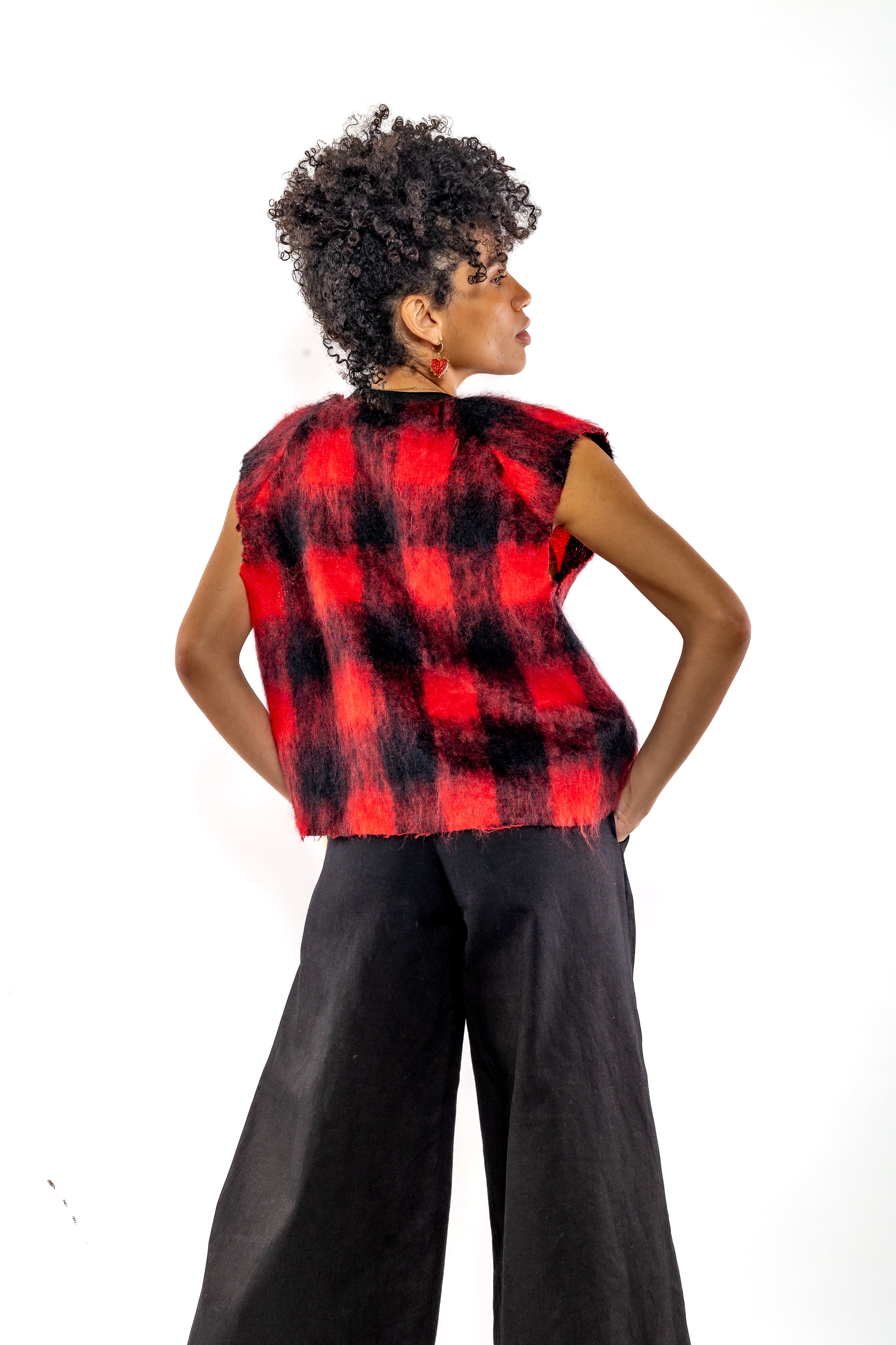 Red Ombré Mohair Vest - Feminine Styling