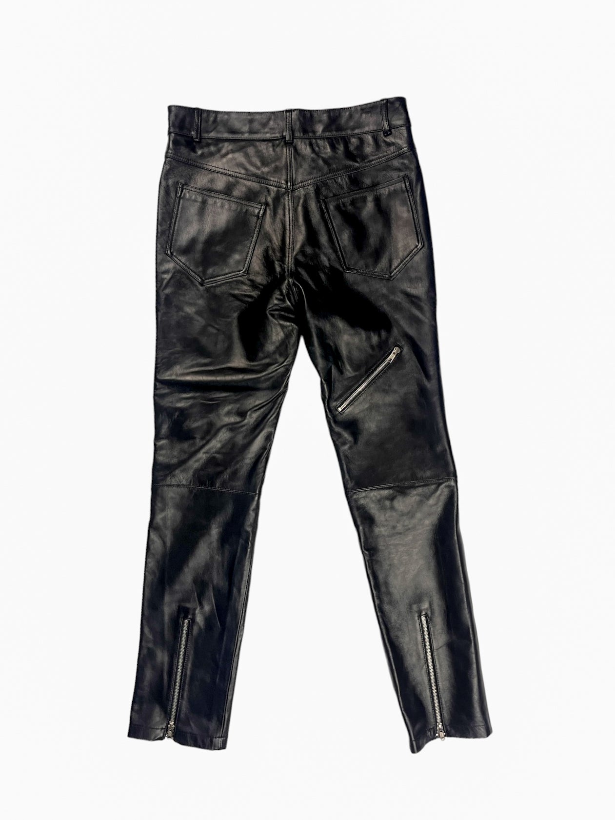 Leather Biker Trousers Black