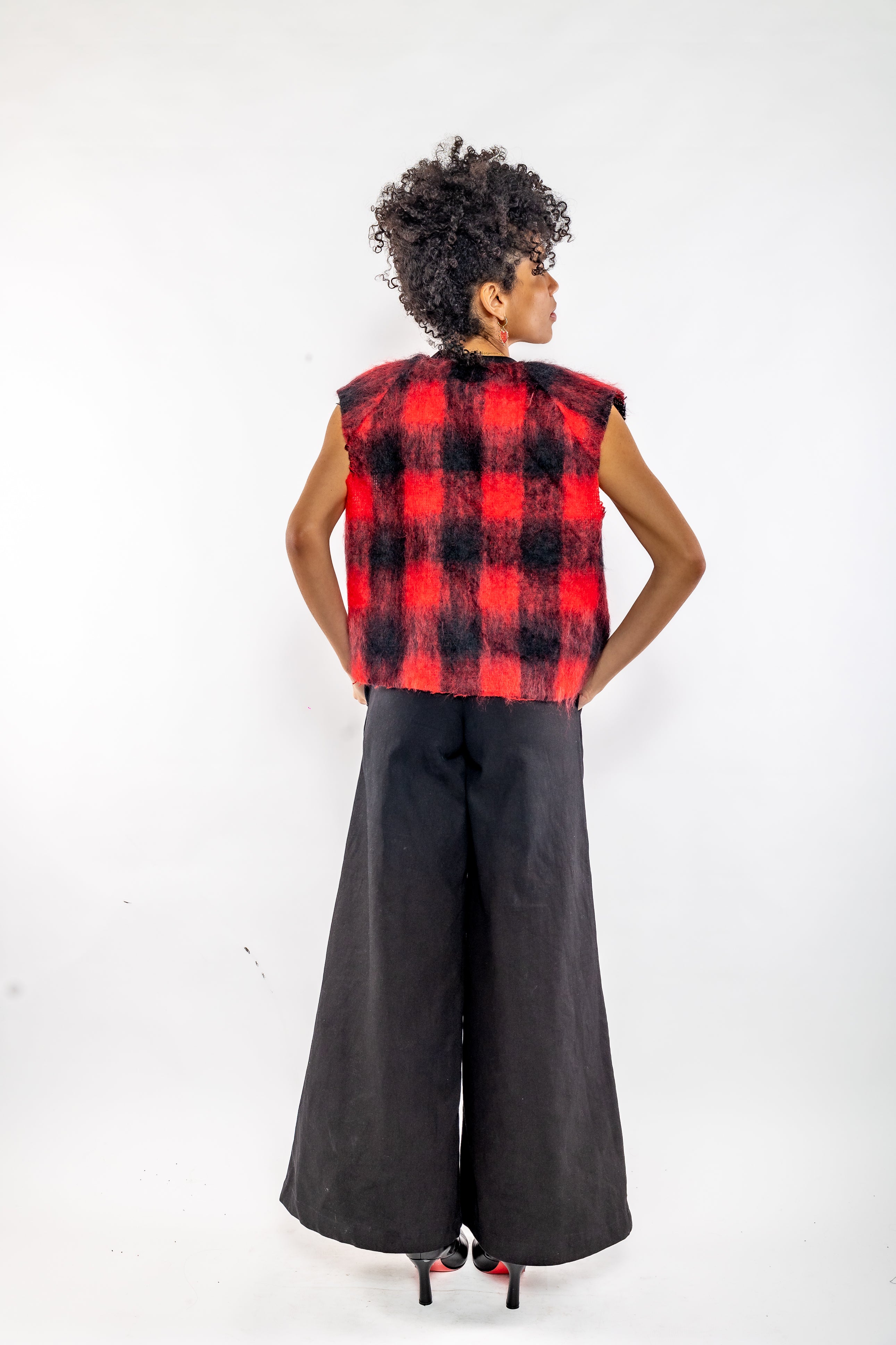 Red Ombré Mohair Vest - Feminine Styling