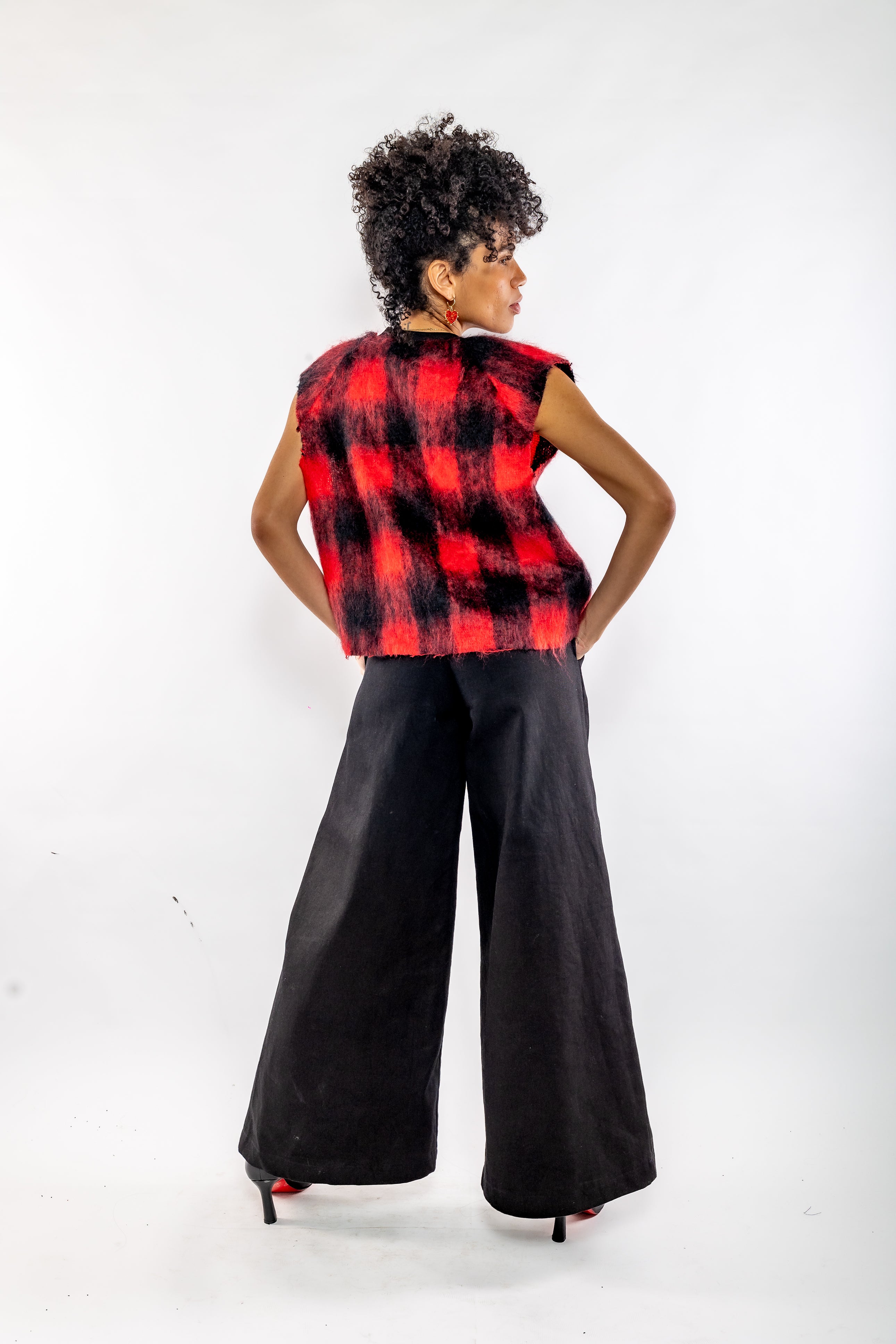 Red Ombré Mohair Vest - Feminine Styling