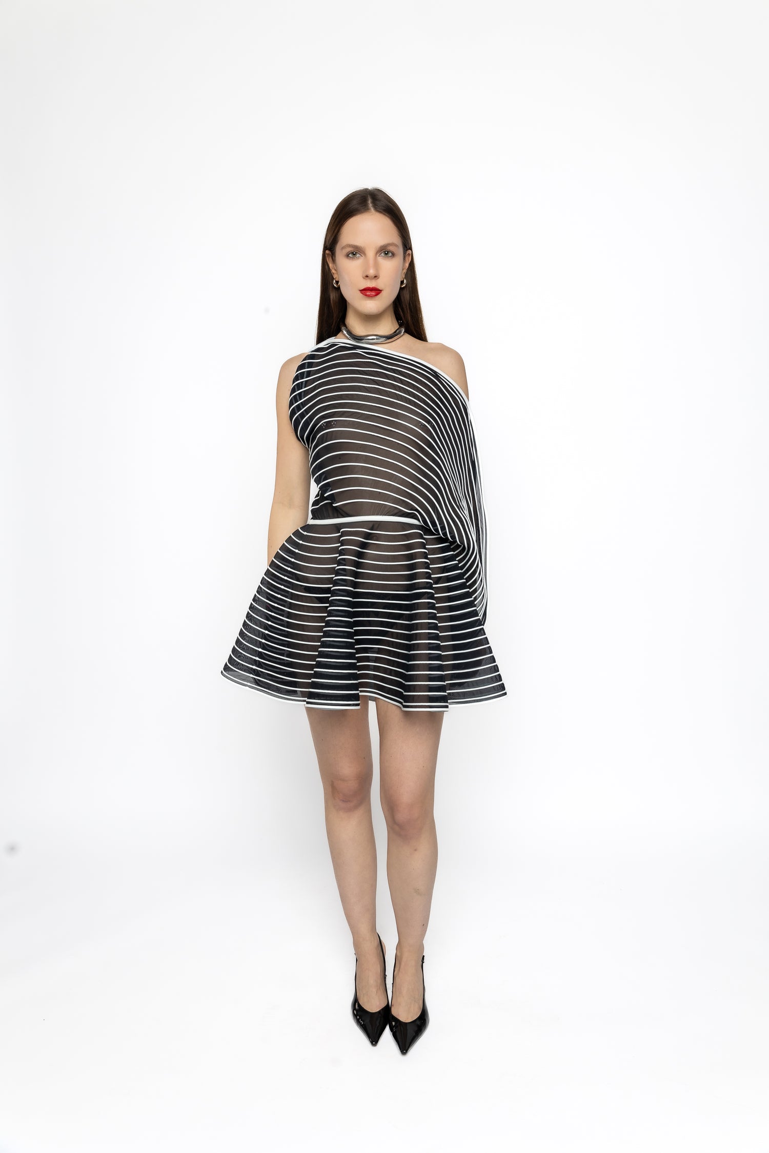 Astrid 3D latex flared dress