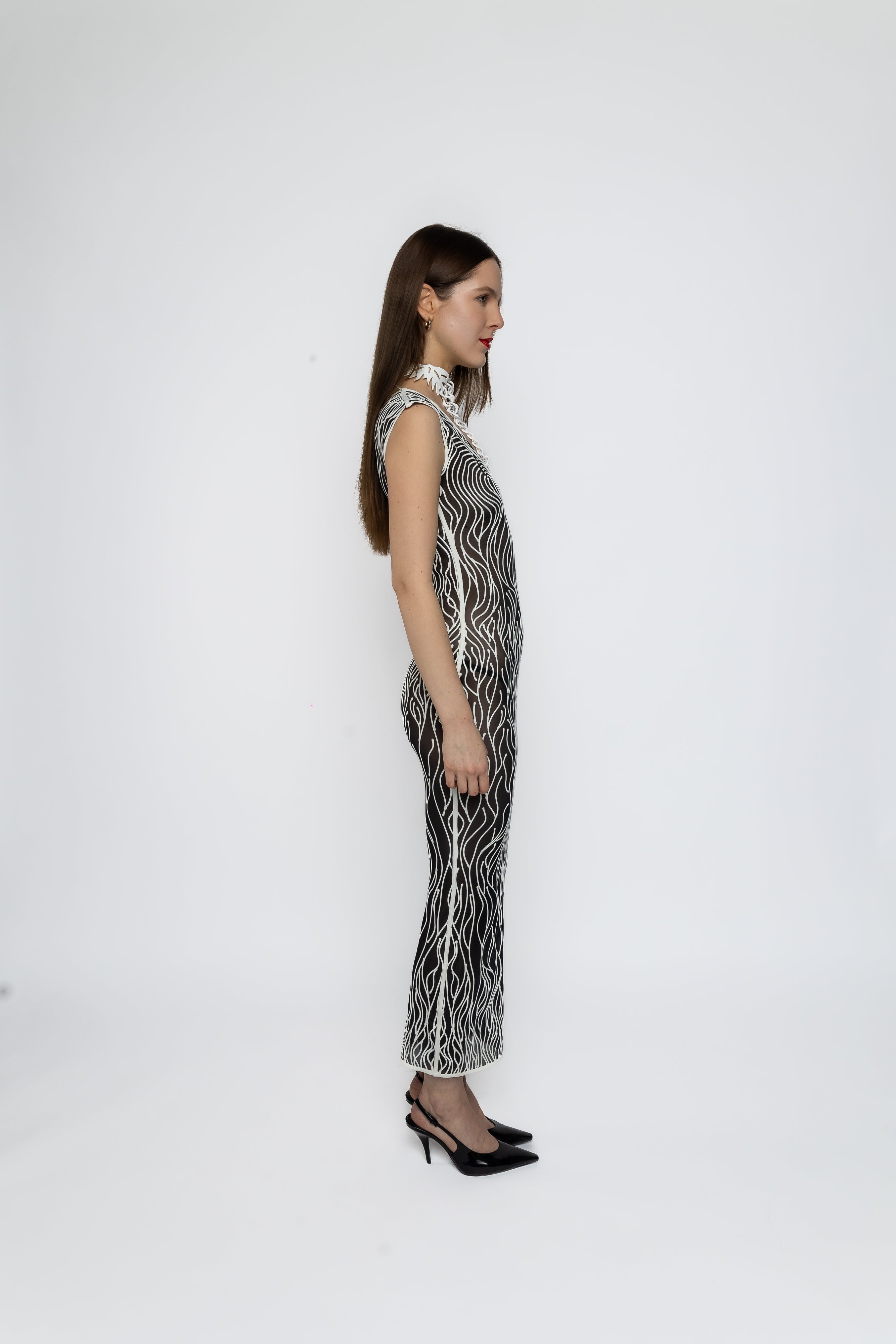 Victoria Black and White 3D Latex Dress