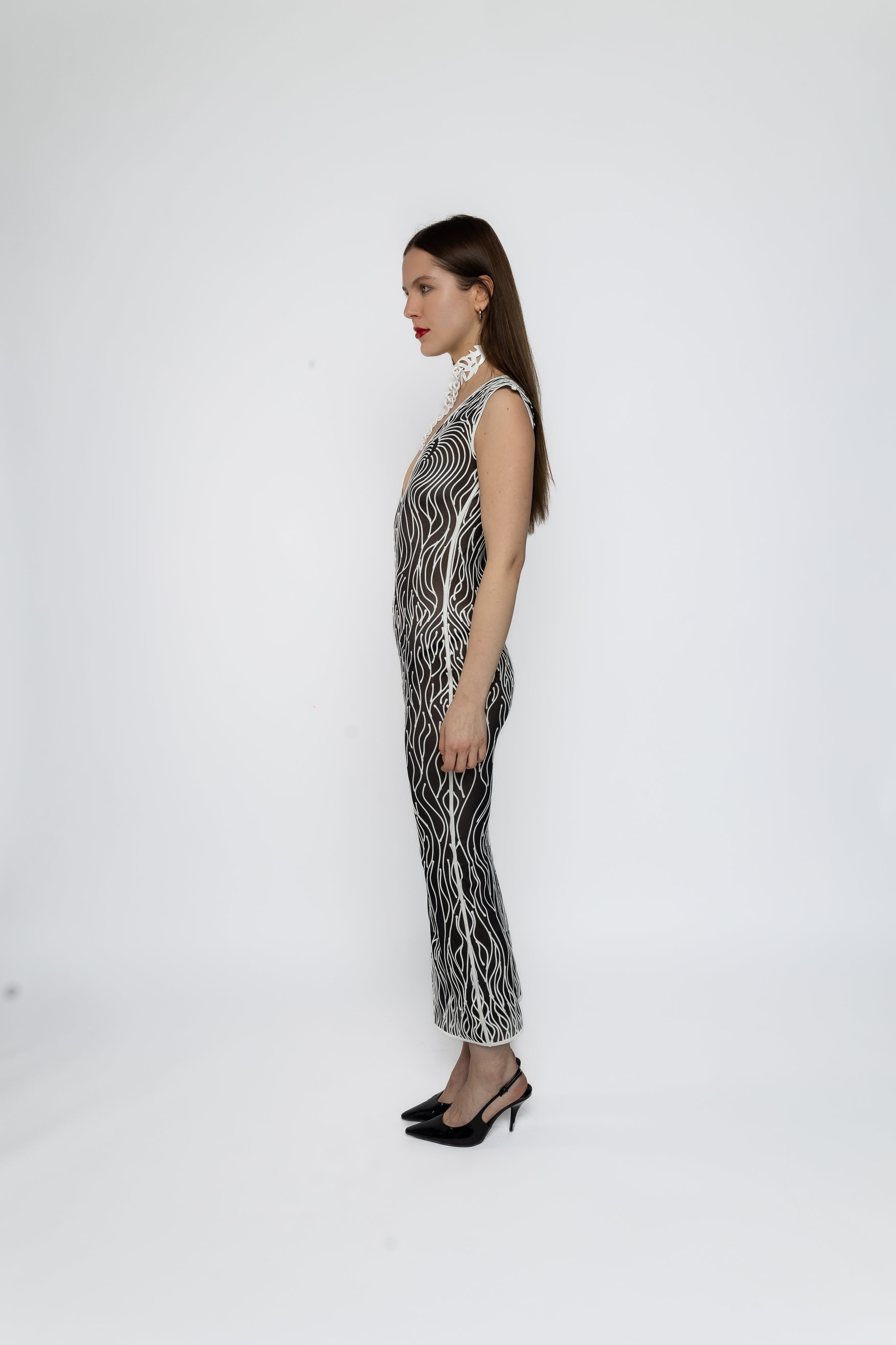 Victoria Black and White 3D Latex Dress