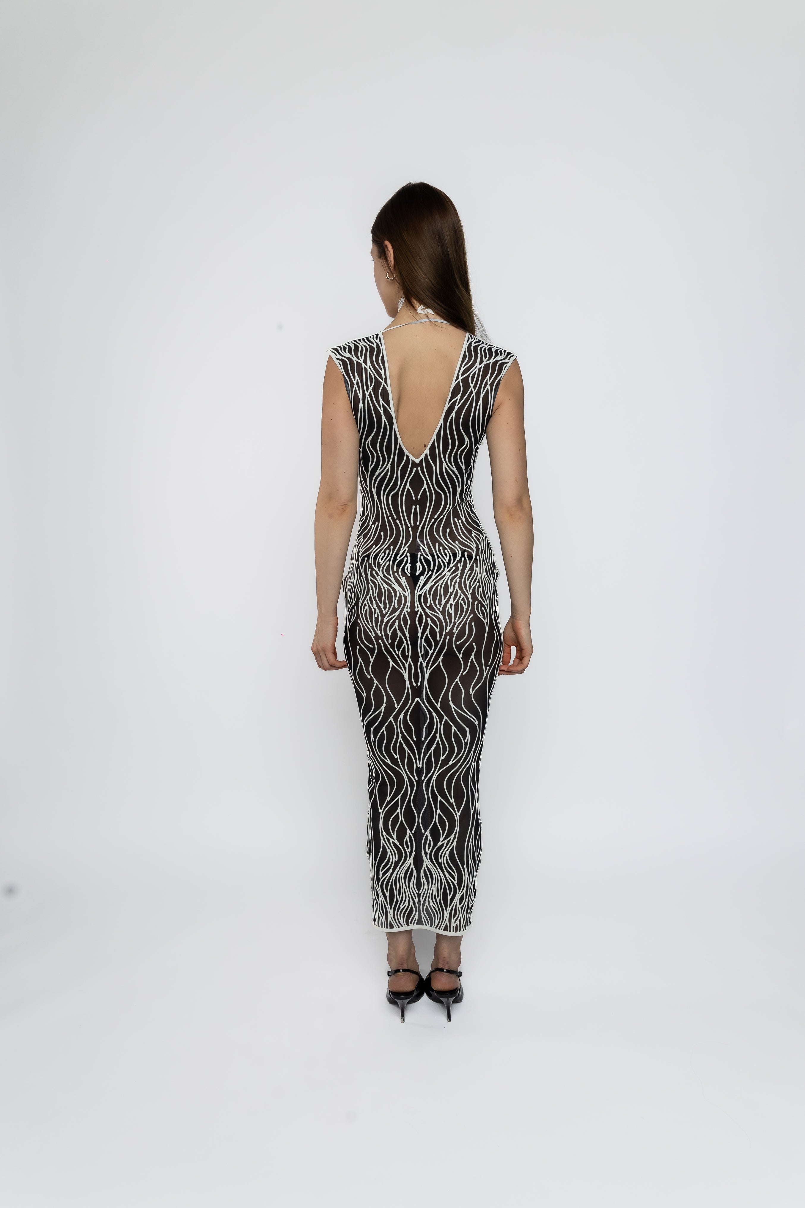 Victoria Black and White 3D Latex Dress