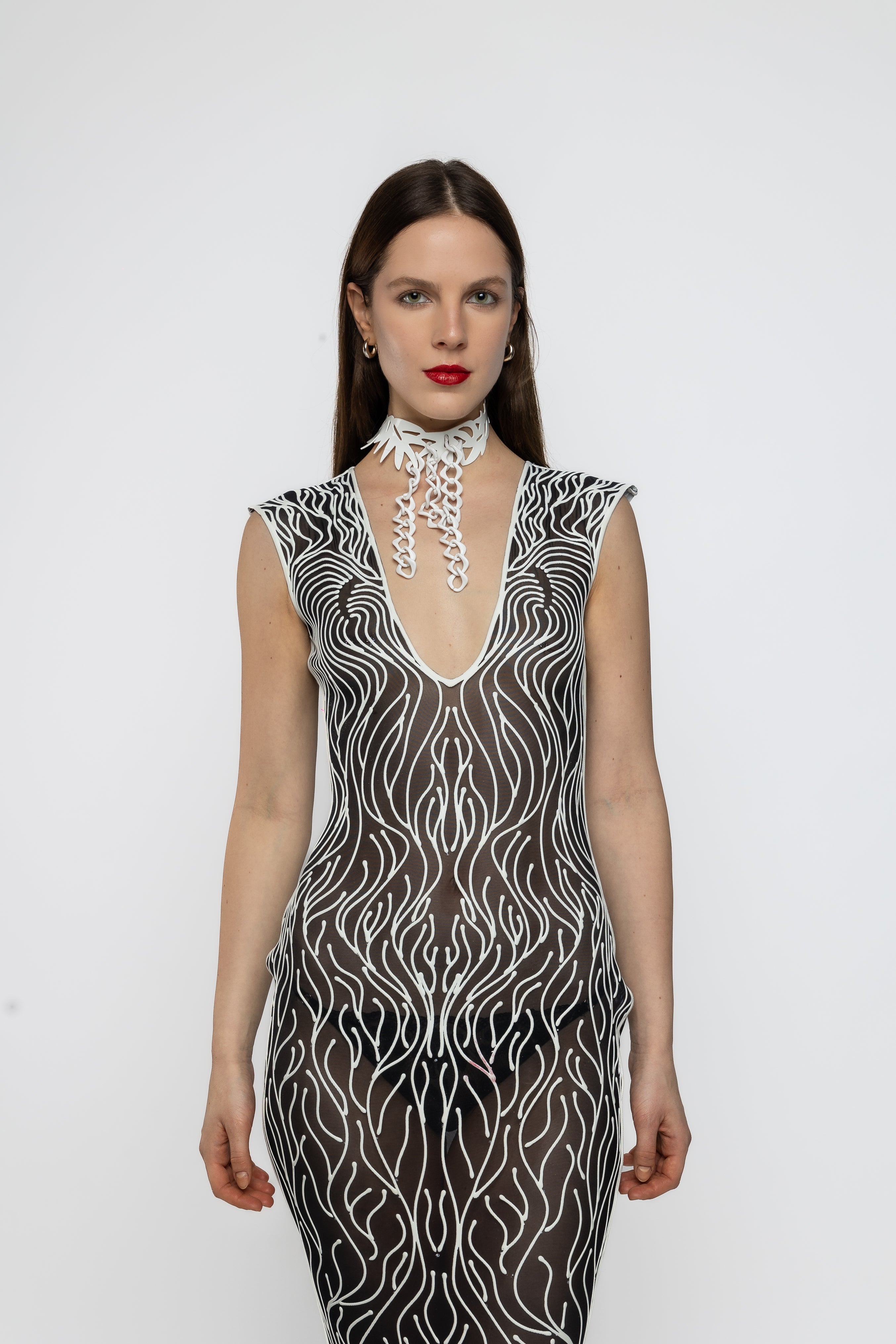 Victoria Black and White 3D Latex Dress