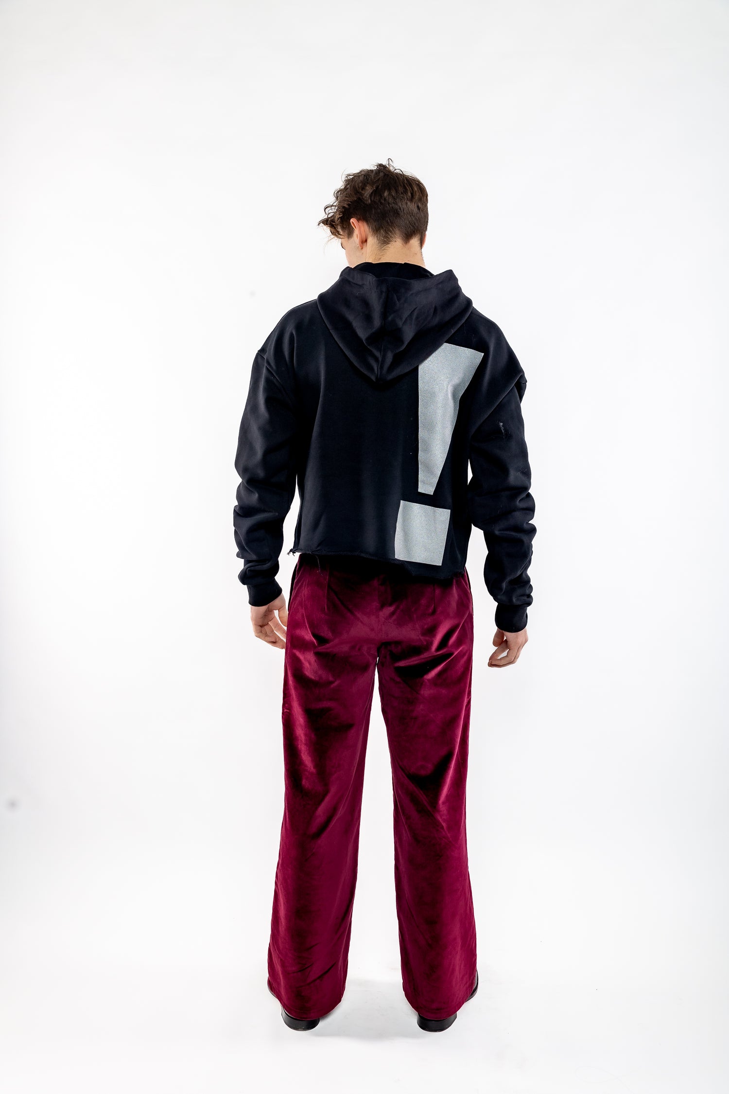 Nominal London Cropped Hoodie - Masculine Styling - BLACK