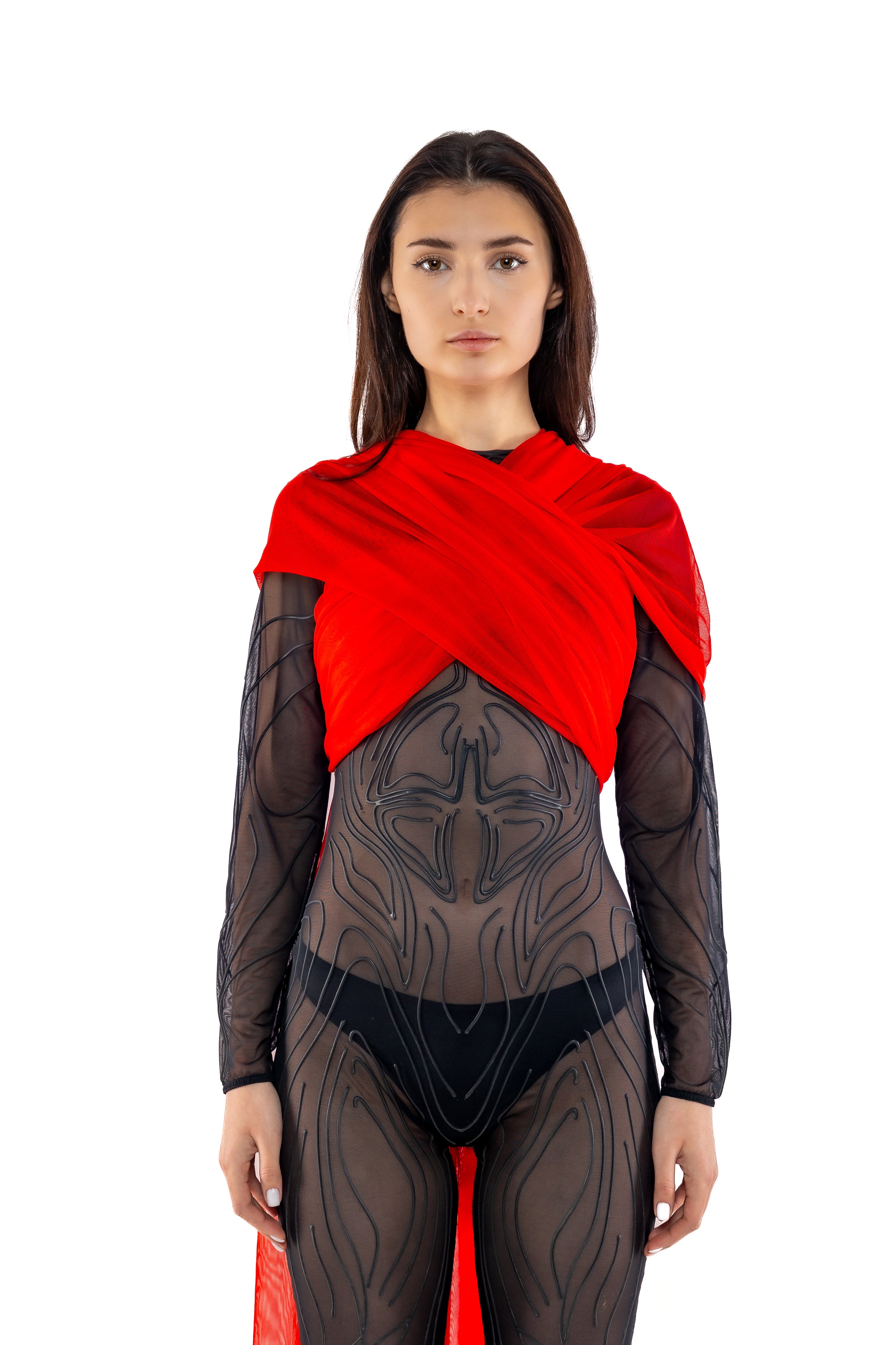 Nominal London 4-way Mesh Scarf, Drape - Black - Masculine Styling