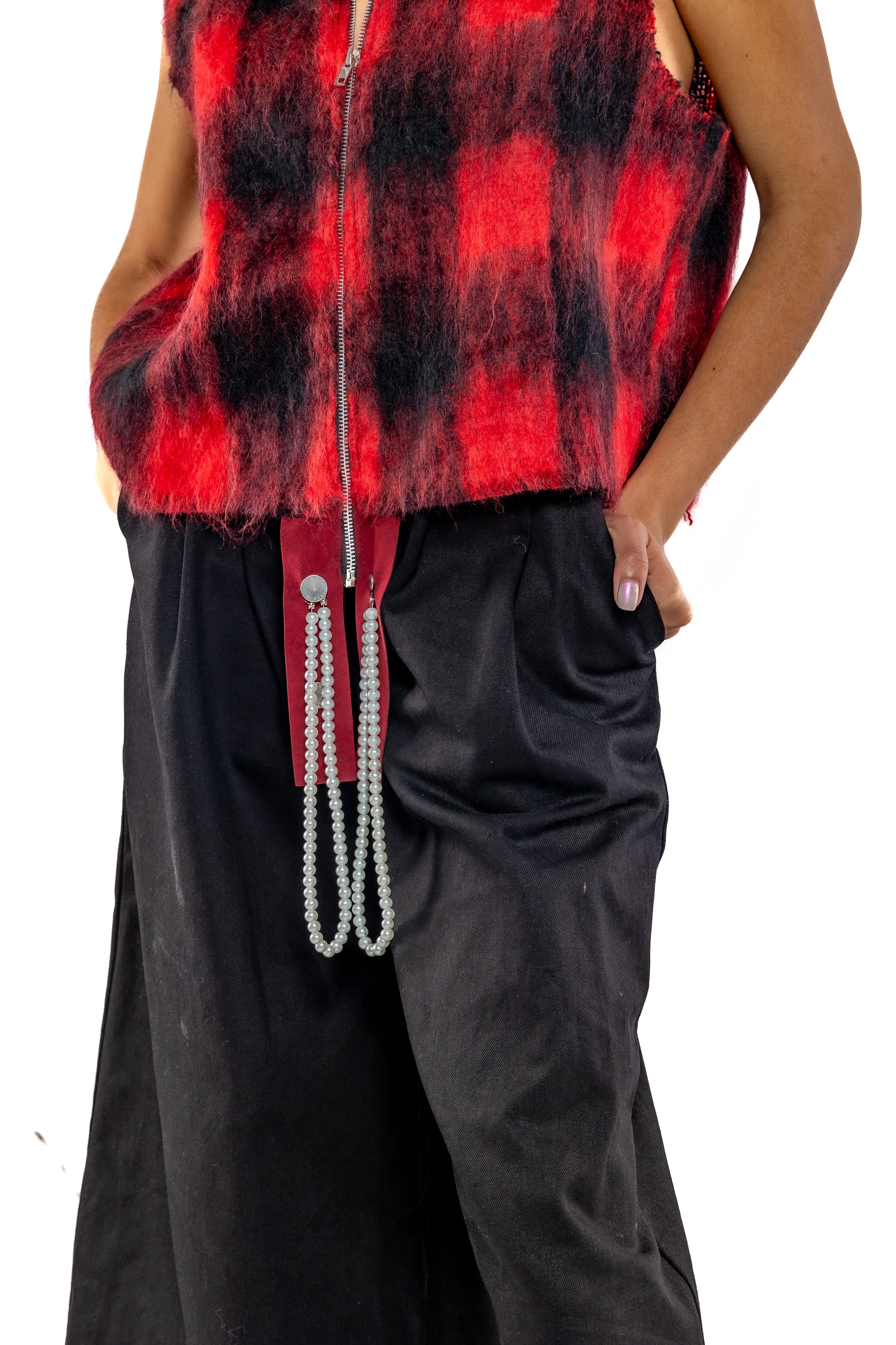 Red Ombré Mohair Vest - Feminine Styling