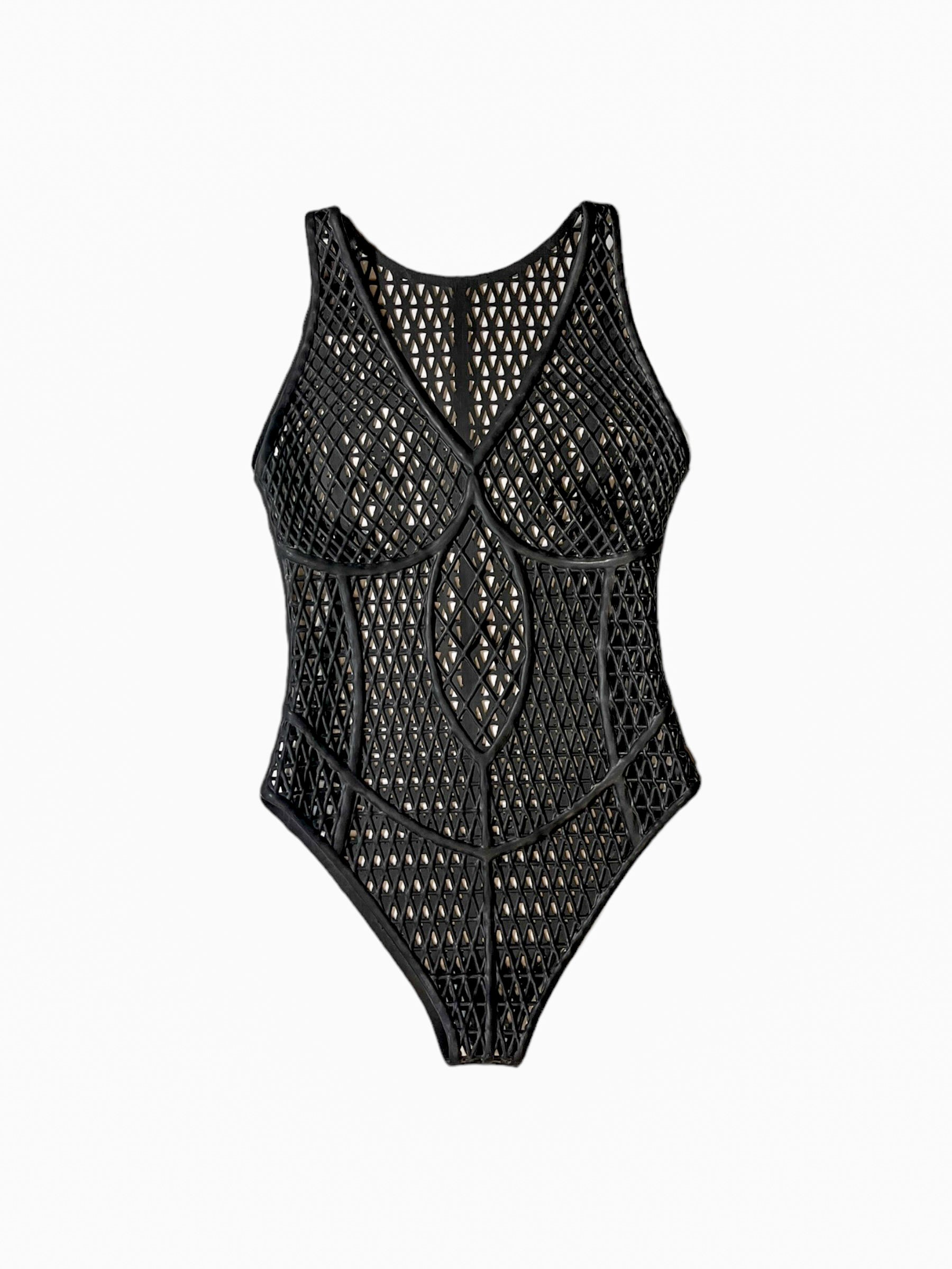 3D Latex Bodice - Caged Virgin - Black