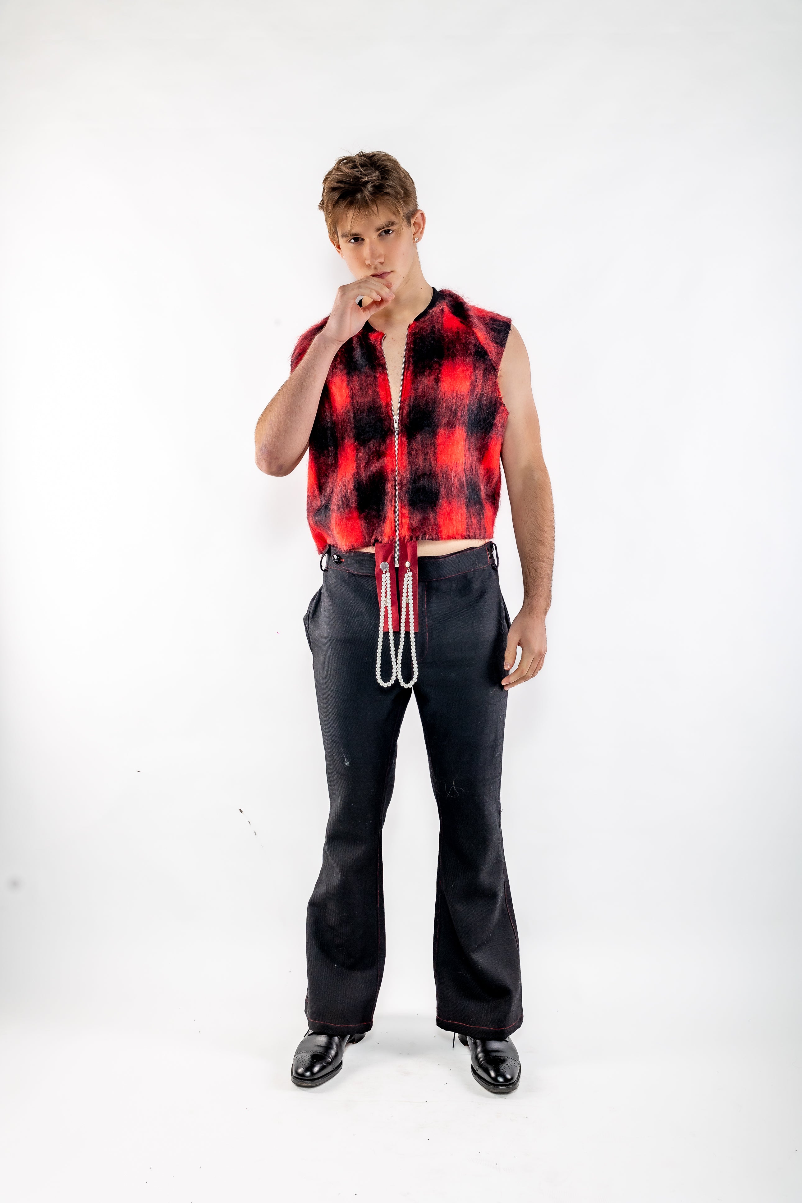 Red Ombré Mohair Vest - Masculine Styling