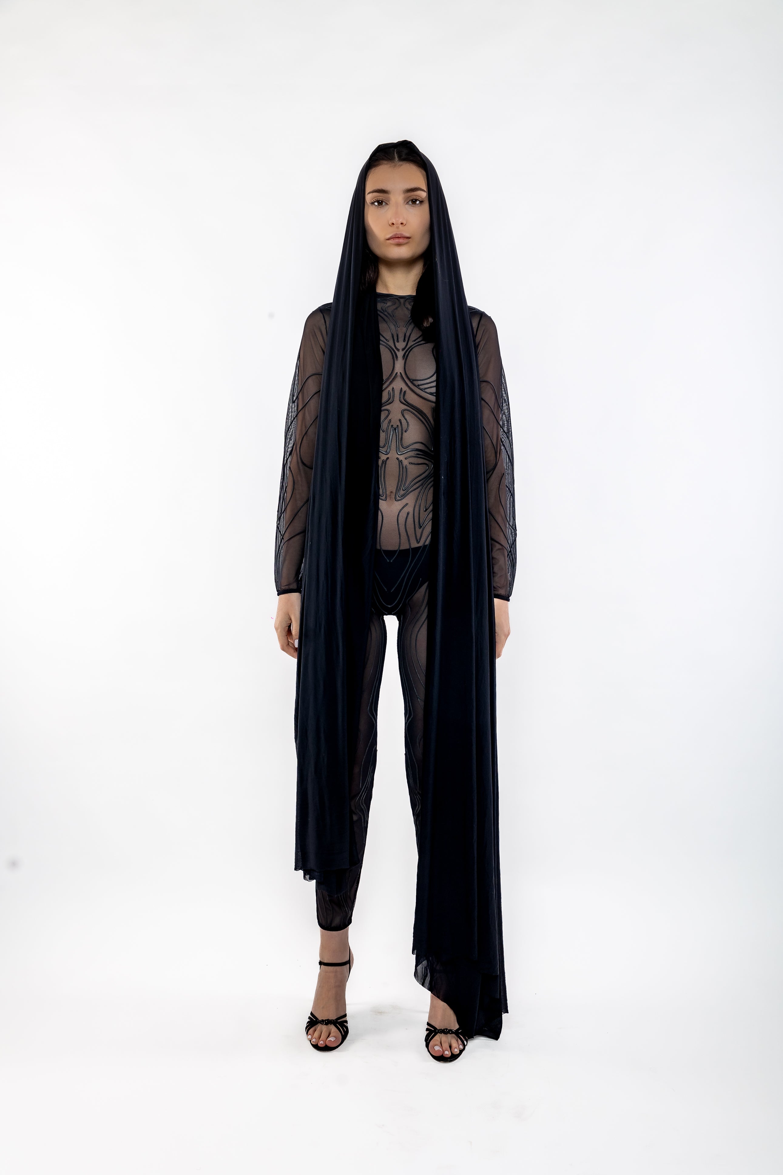Nominal London 4-way Mesh Scarf, Drape - Black - Masculine Styling