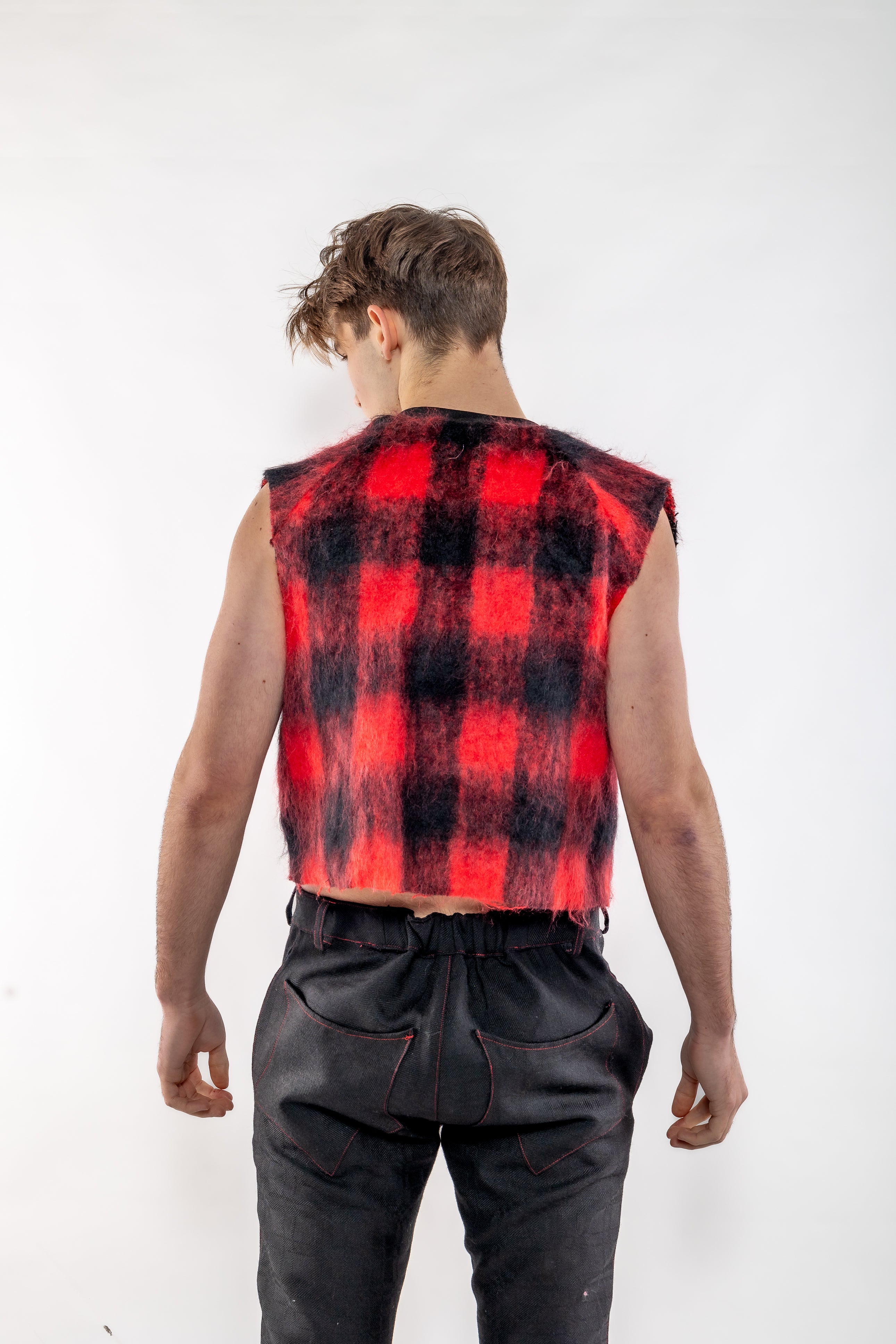 Red Ombré Mohair Vest - Masculine Styling
