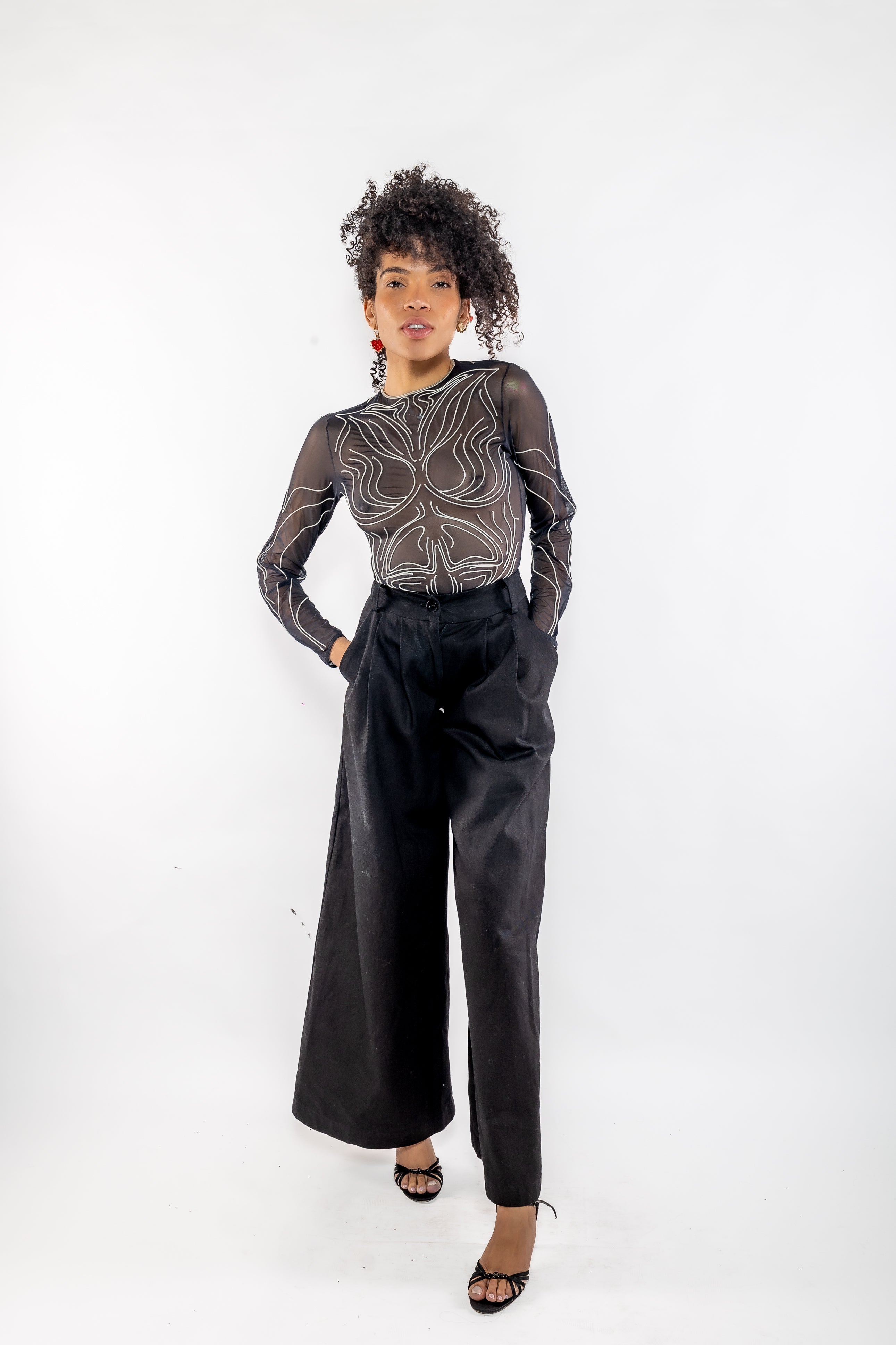 Suki Pants - Pleated Palazzo Pants - Black