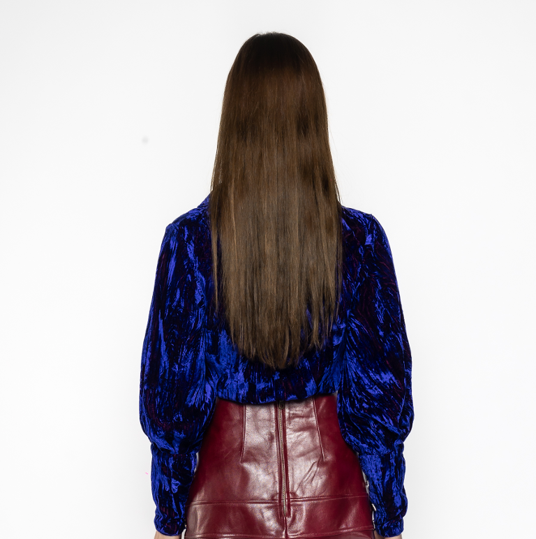 Allegra - Chushed Velvet Blouse Blue