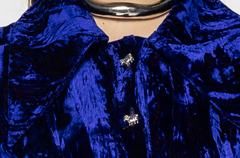 Allegra - Chushed Velvet Blouse Blue