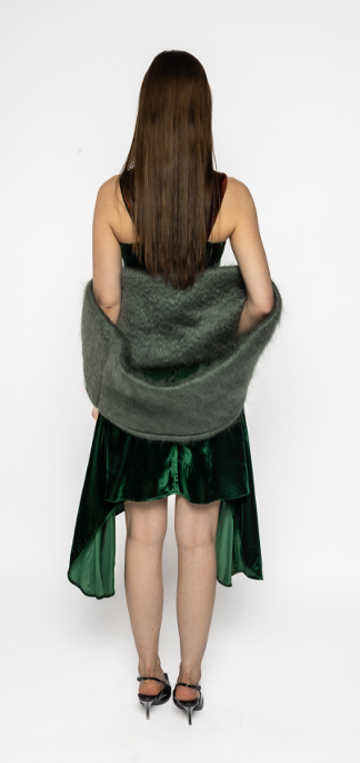 Nova - Assymentric Velvet Dress in Green