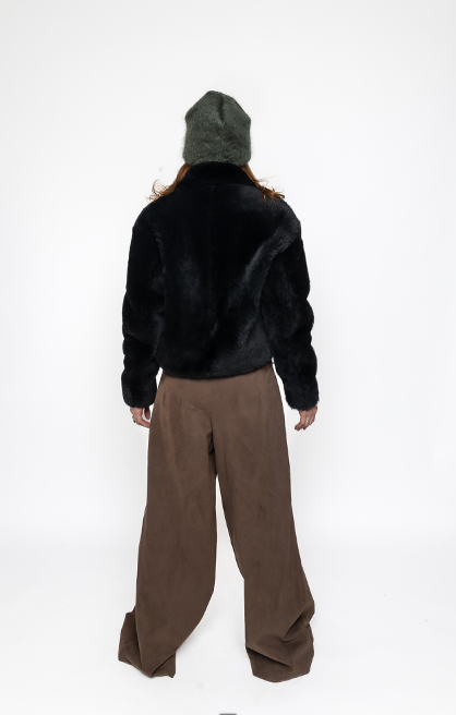 River - Wide Palazzo Trousers in Brown Cotton