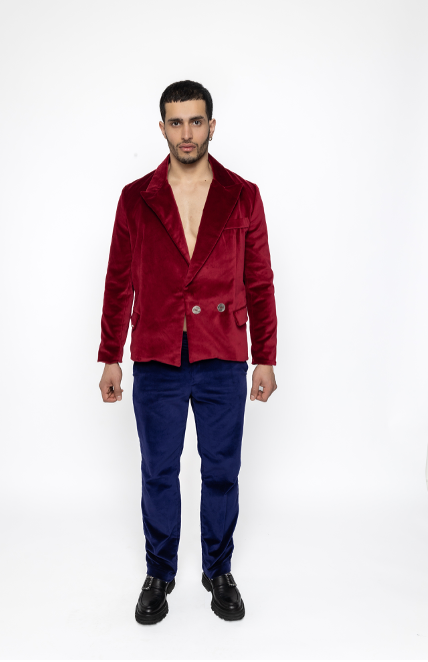 Neo - Suit Jacket in Red Velvet