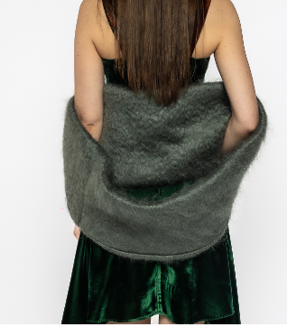 Grey Mohair Wool Stola
