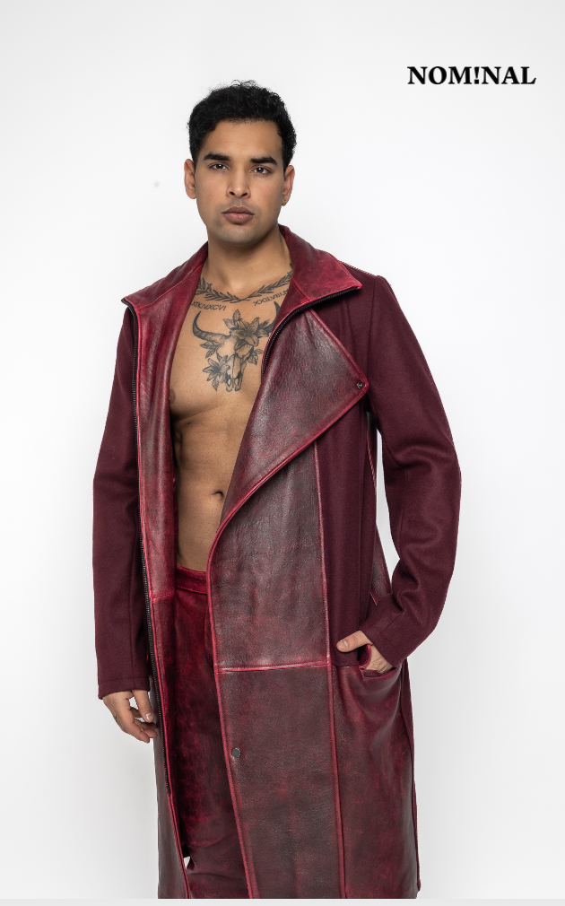 Robin - Leather Wool Coat