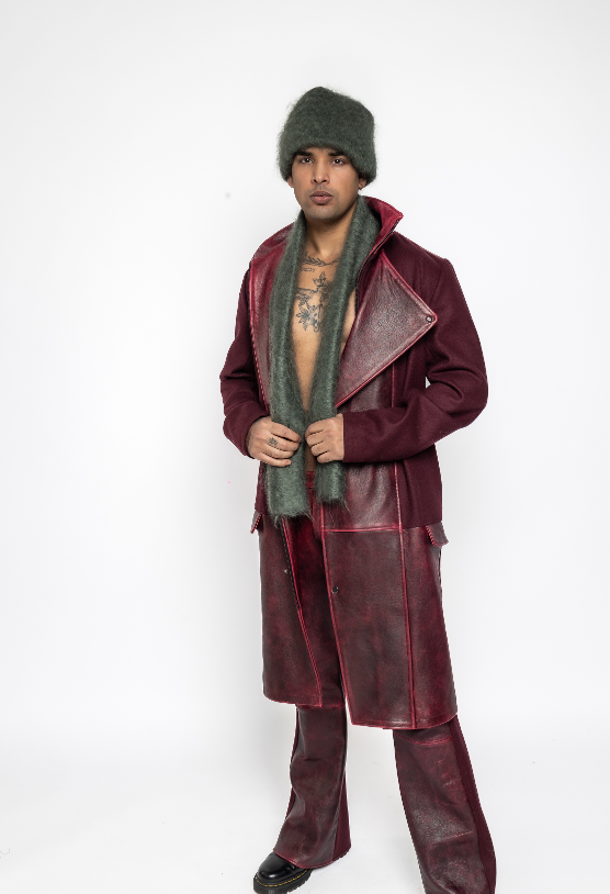 Robin - Leather Wool Coat