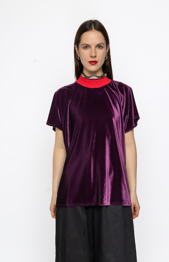 Ash - Boxy Tshirt in Purple Velvet