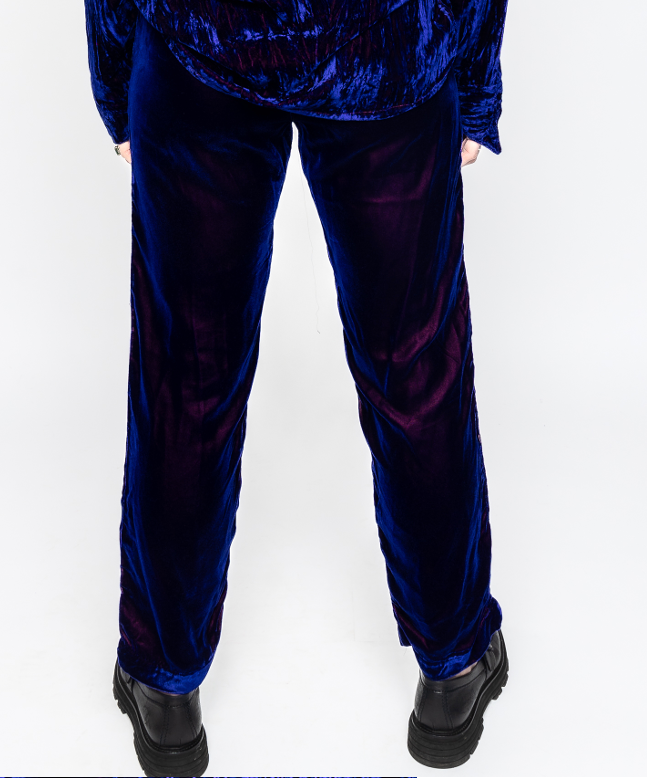Alex - Velvet Suit Trousers Blue