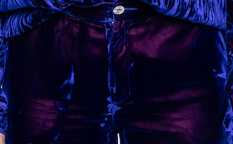 Alex - Velvet Suit Trousers Blue