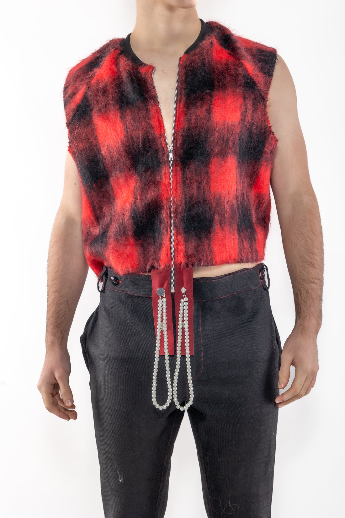 Red Ombré Mohair Vest - Masculine Styling