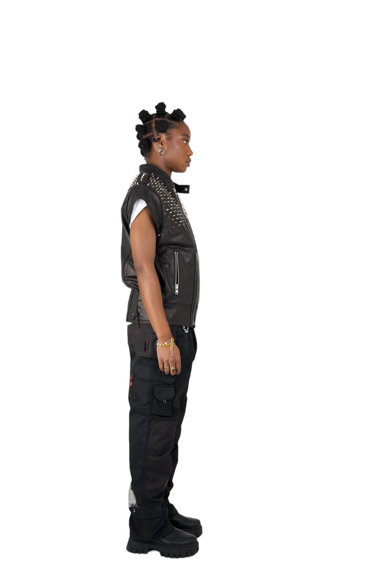 Nominal London Leather Studded Biker Vest - Femine Style