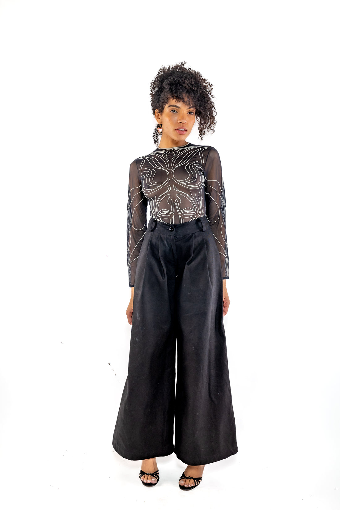 Suki Pants - Pleated Palazzo Pants - Black