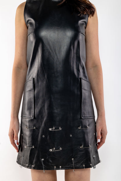 Lexi Leather A-line Dress with Safety Pins