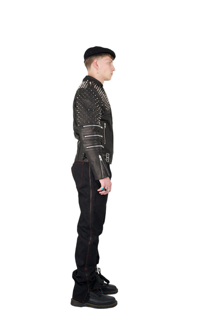 Nominal London Black Leather Studded Biker Jacket - Masculine Style