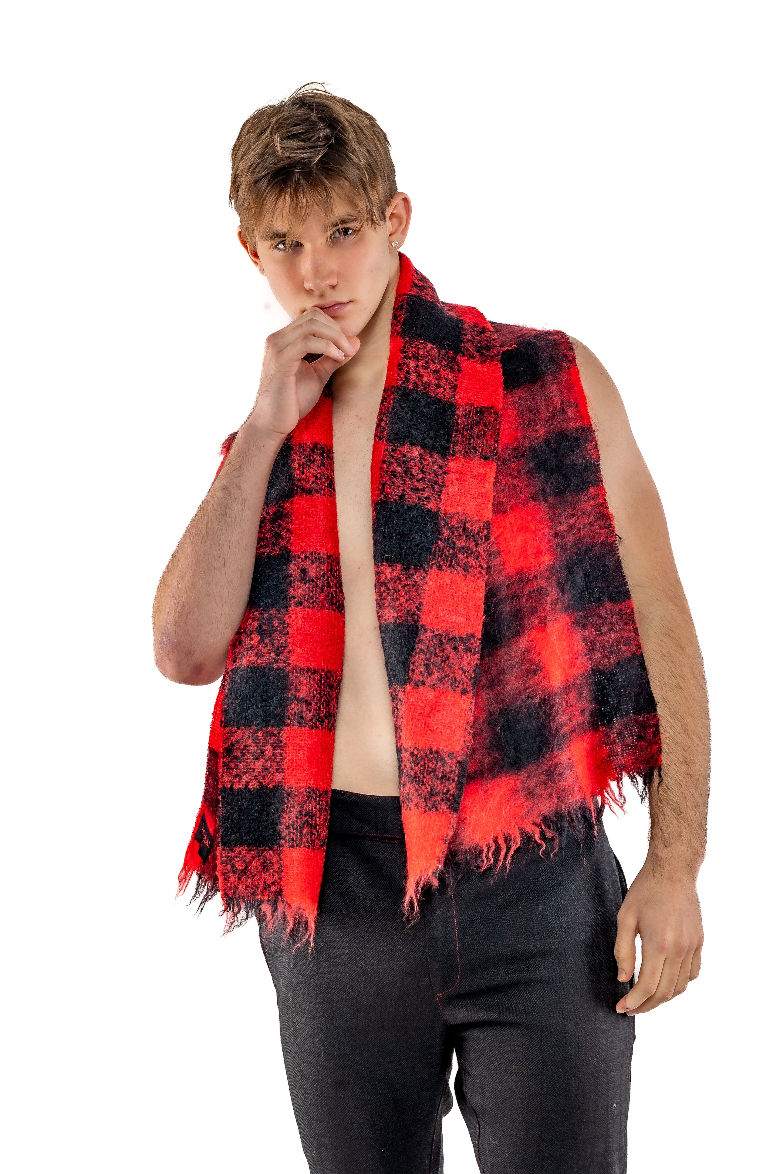 Red ombré mohair scarf