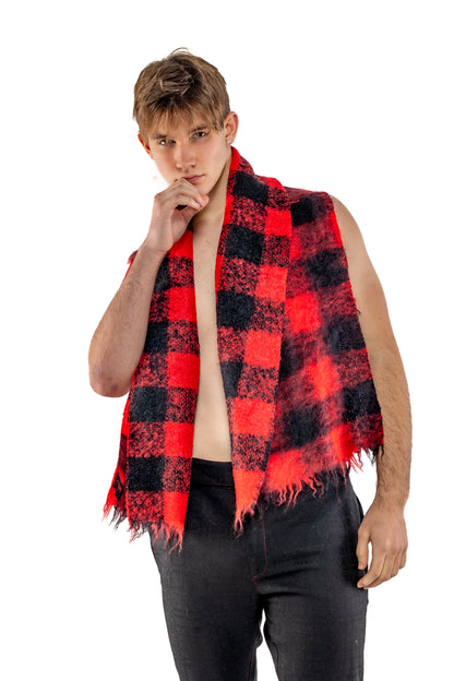 Red ombré mohair scarf