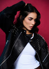 Nominal London Black Leather Studded Biker Jacket