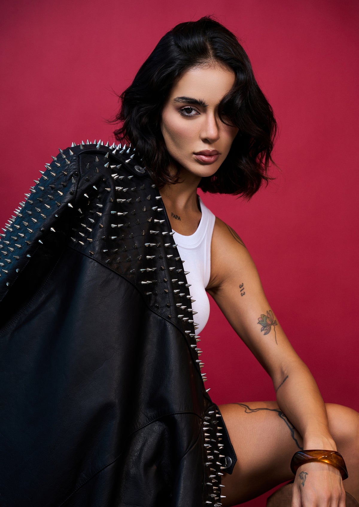 Nominal London Black Leather Studded Biker Jacket