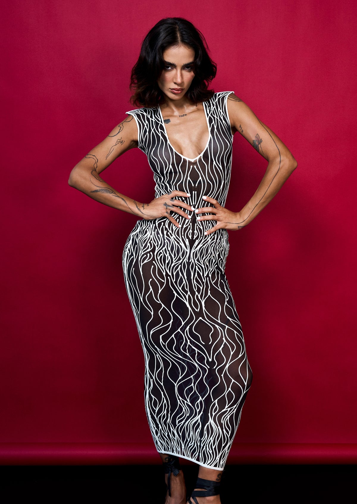 3D Latex Maxi Dress - Silver