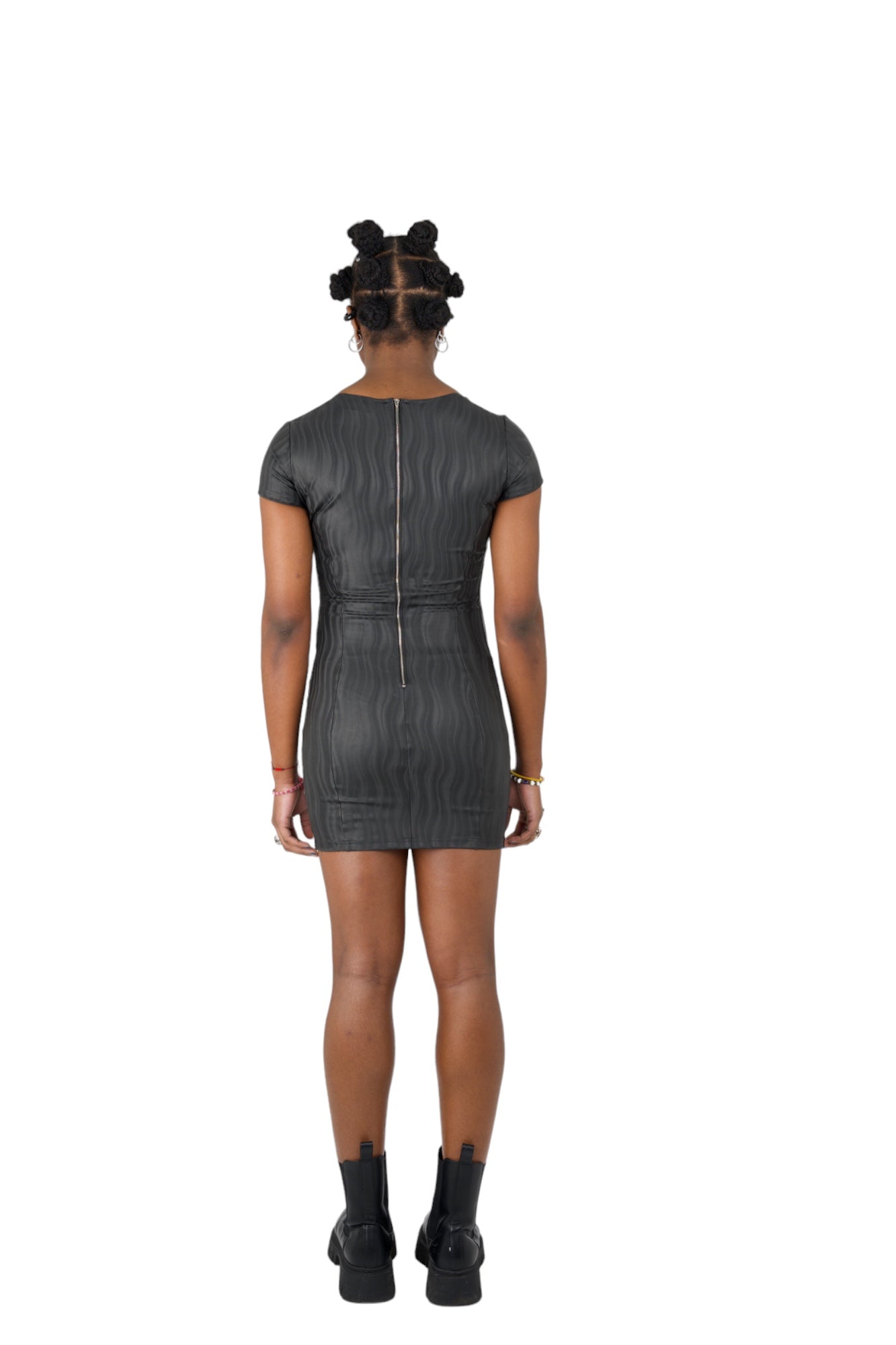 Nominal Latex Wavey Black Party Dress