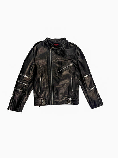 Nominal London Black Leather Biker Jacket - Masculine Style