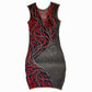 Harriet 3D Latex Party Dress - Red & Silver