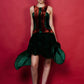 Nova - Assymentric Velvet Dress in Green